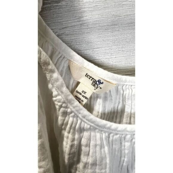 Terra & Sky's Women's Sleeveless with Ruffle Straps White Top - Picture 7 of 8